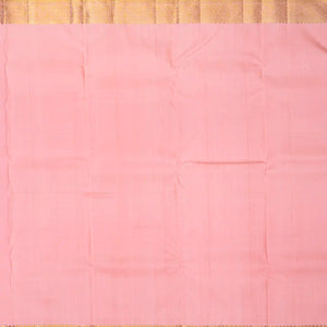 Light Peach Handloom Kanchipuram Silk Saree With Floral Motifs-Light Peach