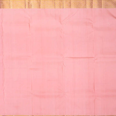 Light Peach Handloom Kanchipuram Silk Saree With Floral Motifs-Light Peach