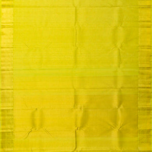 Lime Green Handloom Kanchipuram Silk Saree With Floral Motifs-Lime Green