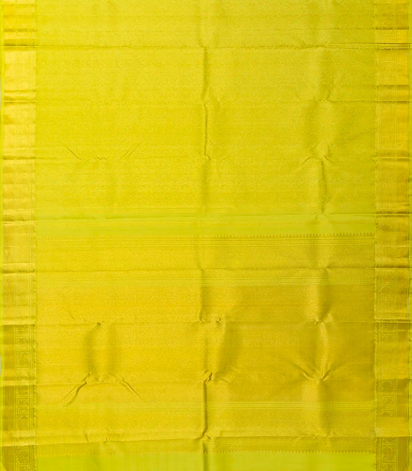 Lime Green Handloom Kanchipuram Silk Saree With Floral Motifs-Lime Green