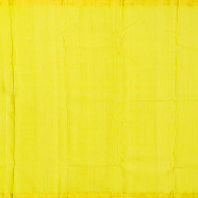 Lime Green Handloom Kanchipuram Silk Saree With Floral Motifs-Lime Green