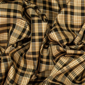 Taupe Handloom Kanchipuram Korvai Silk Saree With Black Checks-Taupe