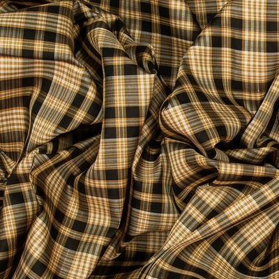 Taupe Handloom Kanchipuram Korvai Silk Saree With Black Checks-Taupe