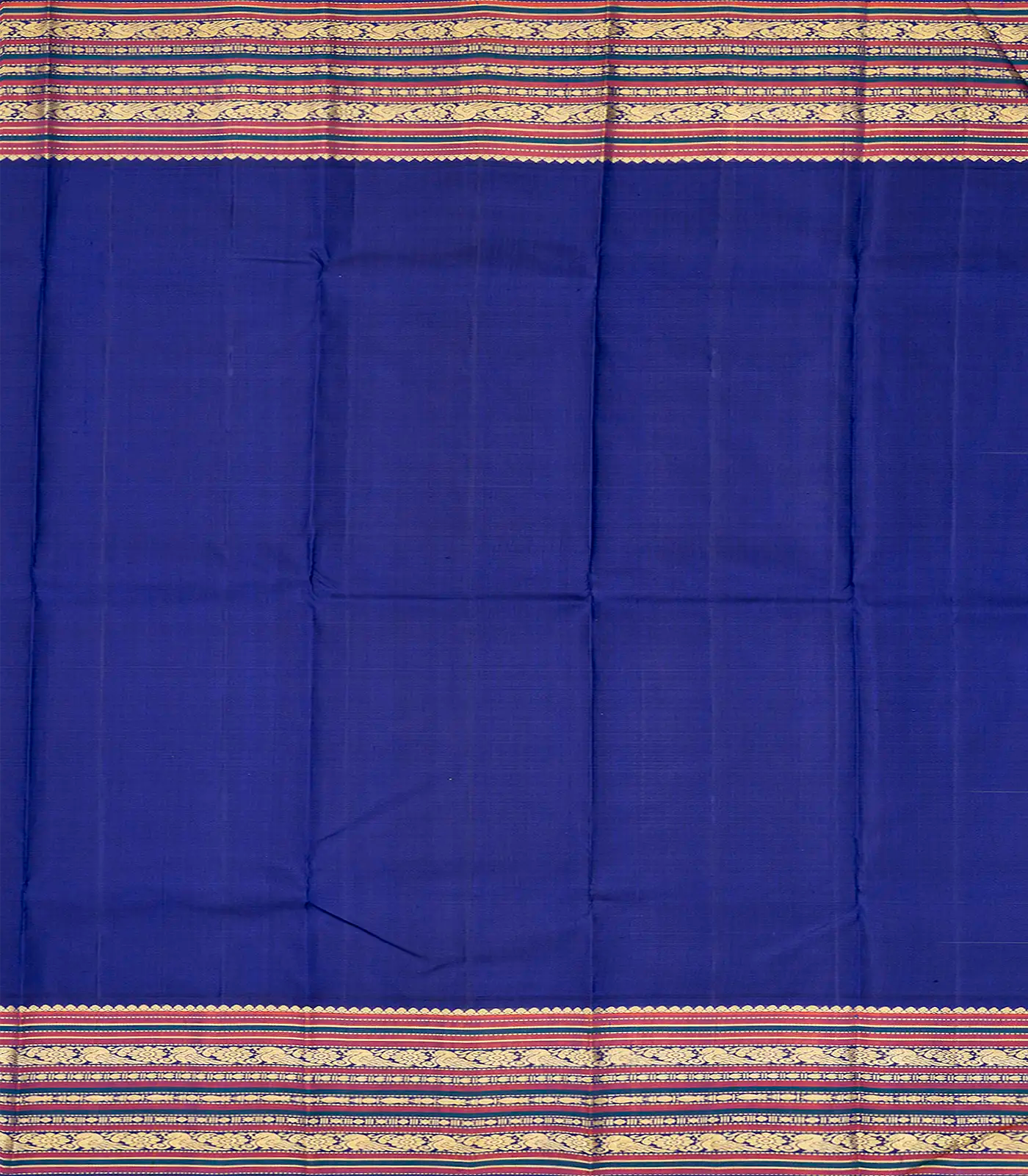 Lemon Yellow Handloom Kanchipuram Korvai Silk Saree With Purple Border-Lime Yellow