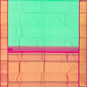 Aquamarine Handloom Kanchipuram Korvai Silk Saree With Pink Border-Aquamarine