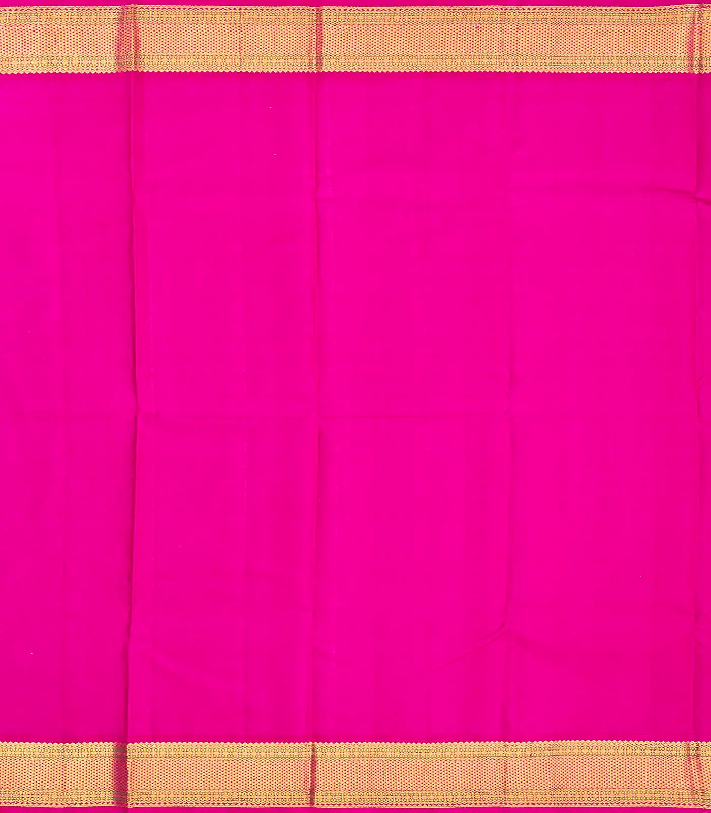 Aquamarine Handloom Kanchipuram Korvai Silk Saree With Pink Border-Aquamarine