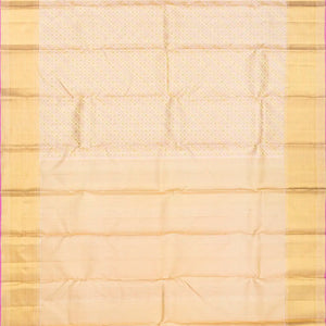 Cream Handloom Kanchipuram Tissue Silk Saree With Floral Jaal Motifs-Cream