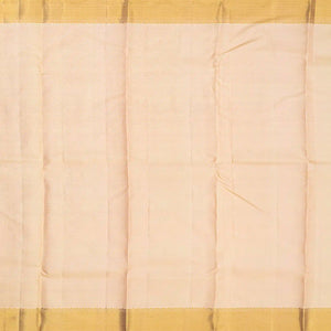 Cream Handloom Kanchipuram Tissue Silk Saree With Floral Jaal Motifs-Cream