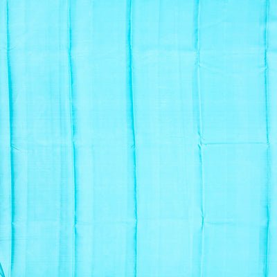 Blue Handloom Kanchipuram Korvai Silk Saree With Yazhi Buttas-Blue