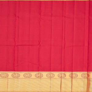 Crimson Handloom Kanchipuram Silk Saree With Horse Motifs-Crimson