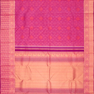 Purple Handwoven Kanchipuram Silk Saree With 'Phulkari' Motifs