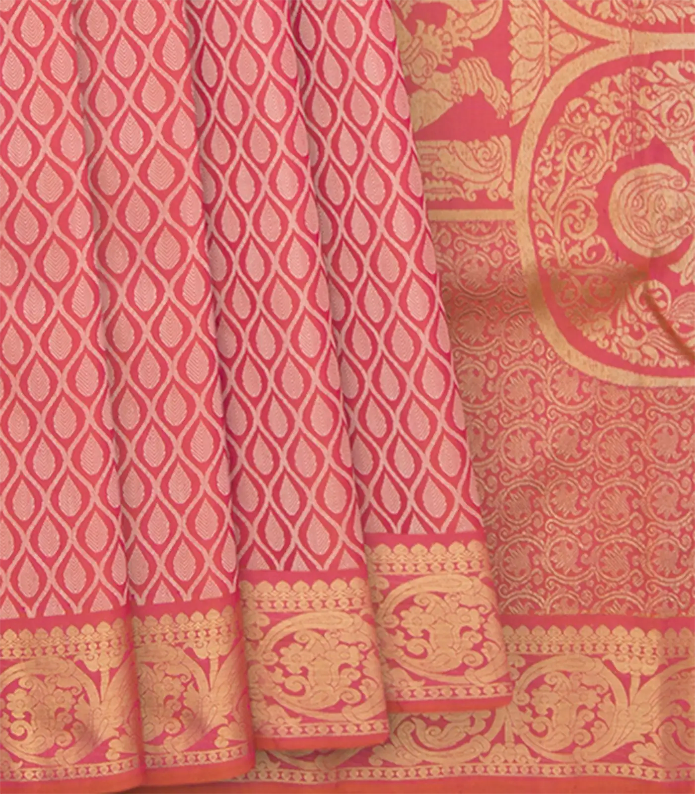 Pink Handwoven Kanchipuram Silk Saree