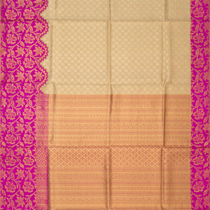Cream Handwoven Kanchipuram Korvai Silk Saree