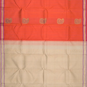 Orange Handwoven Kanchipuram Korvai Silk Saree