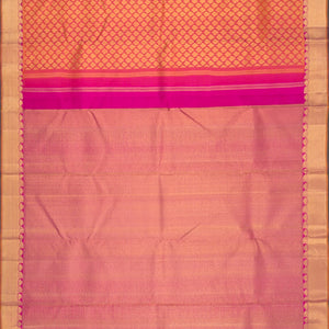 Peach Handwoven Kanchipuram Korvai Silk Saree With Zari Motifs