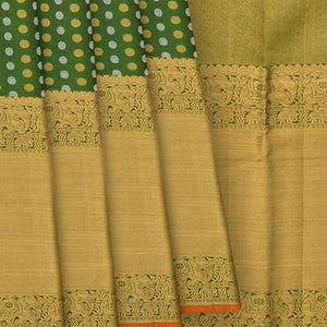 Green Handwoven Kanchipuram Silk Saree With Gold&Silver Rudraksham Motifs