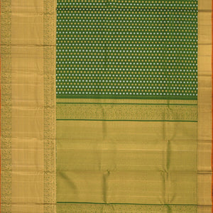 Green Handwoven Kanchipuram Silk Saree With Gold&Silver Rudraksham Motifs
