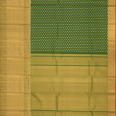 Green Handwoven Kanchipuram Silk Saree With Gold&Silver Rudraksham Motifs
