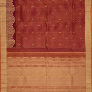 Crimson Handwoven Kanchipuram Silk saree With Floral Motifs