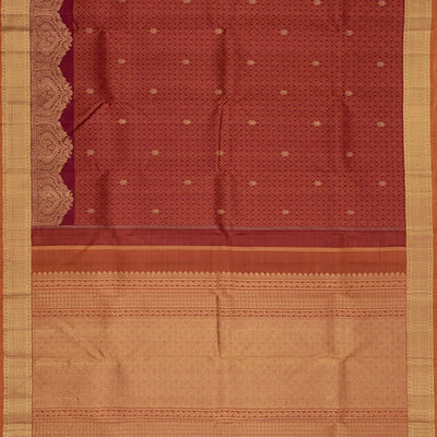 Crimson Handwoven Kanchipuram Silk saree With Floral Motifs