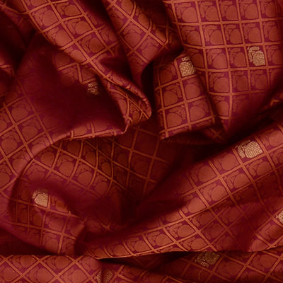 Crimson Handwoven Kanchipuram Silk saree With Floral Motifs