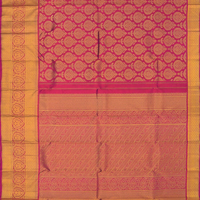 Magenta  Handwoven Kanchipuram silk Saree With Floral Motifs -Magenta