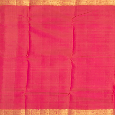 Violet Handwoven Kanchipuram Korvai Silk Saree With Vine Motifs in Silver Zari -Violet