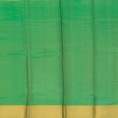 Orange Handwoven Kanchipuram Tissue Silk Saree With Annam Motifs in Gold & Silver Zari & Evening Morning Zari Border-Orange