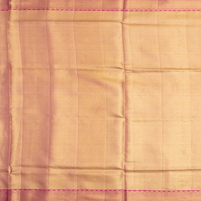 Mint Green Handwoven Kanchipuram Korvai Tissue Silk Saree With Peacock Vine Motifs & Pink Zari Border-Mint Green