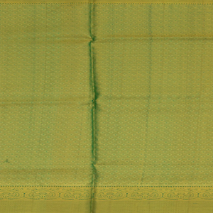 Green Handwoven Kanchipuram Silk Saree With Kamalam Chakkram Motifs & Evening Morning Zari Border-Green