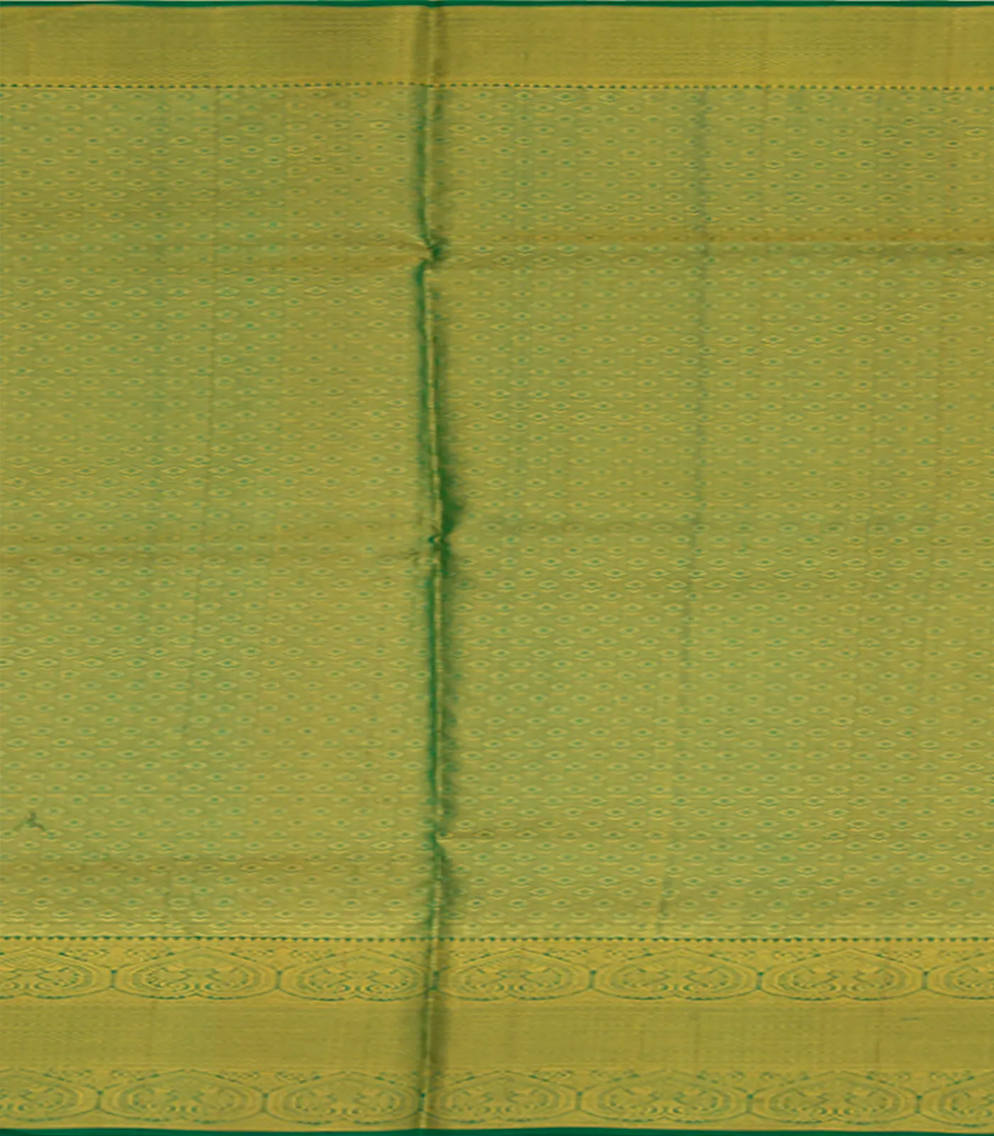 Green Handwoven Kanchipuram Silk Saree With Kamalam Chakkram Motifs & Evening Morning Zari Border-Green