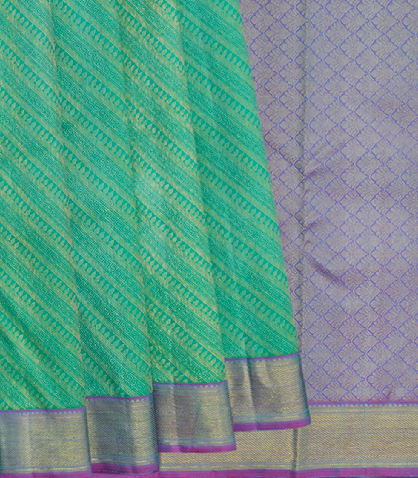 Green Handwoven Kanchipuram Silk Saree -Green