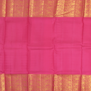 Sage Green Handwoven Kanchipuram Korvai Silk Saree With Dotted Motifs & Floral Vine Motifs In Contrast Pink Border-Sage Green
