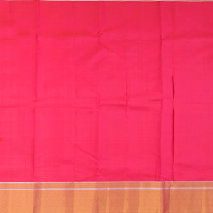 Bubble Gum Pink Handwove Kanchipuram Silk Saree With Gold, Silver Zari Dotts & Diagonal Zari Stripes In Border-BubbleGum Pink