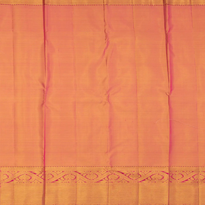 Gold Handwoven Kanchipuram Tissue Silk Saree With Floral Vine Motifs & Evening Morning Zari Border-Gold