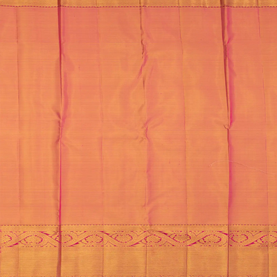 Gold Handwoven Kanchipuram Tissue Silk Saree With Floral Vine Motifs & Evening Morning Zari Border-Gold