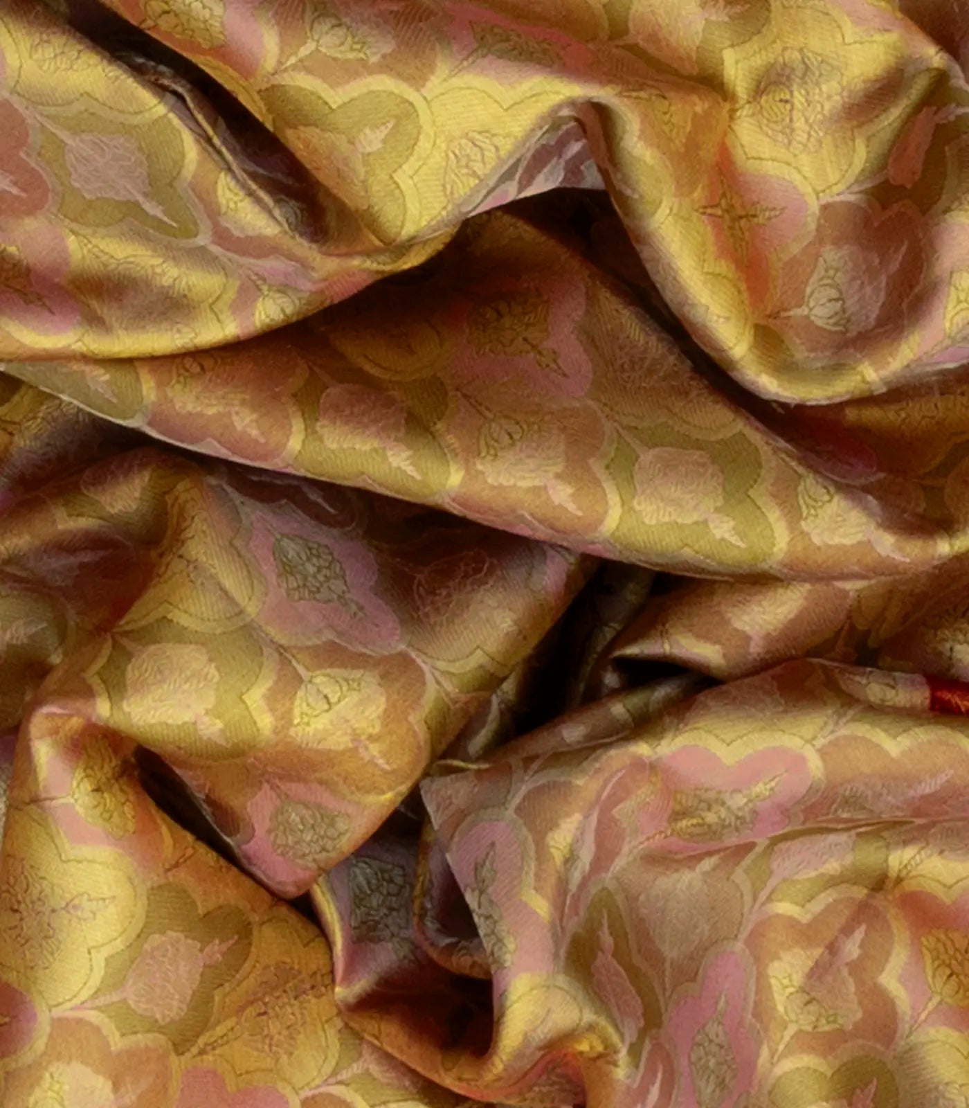 Beige Handwoven Kanchipuram Korvai Silk Saree With Floral Jaal Motifs-Beige