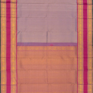 Lavender Handwoven Kanchipuram Silk Saree With Floral Motifs-Lavander