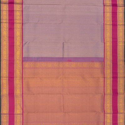 Lavender Handwoven Kanchipuram Silk Saree With Floral Motifs-Lavander