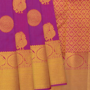 Hot Pink Kanchipuram Handloom Silk Saree With Annam Butta-Hot Pink