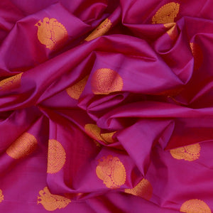 Hot Pink Kanchipuram Handloom Silk Saree With Annam Butta-Hot Pink