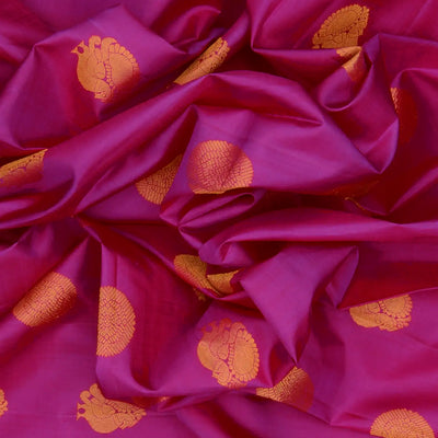 Hot Pink Kanchipuram Handloom Silk Saree With Annam Butta-Hot Pink