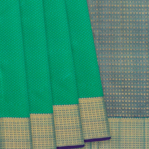 Green Handloom Kanchipuram Silk Saree With Rudraksham Border-Green