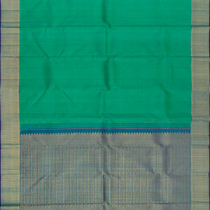 Green Handloom Kanchipuram Silk Saree With Rudraksham Border-Green