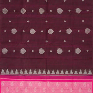 Magenta Handloom Kanchipuram Silk Saree With Floral Butta-Magenta