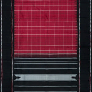 Maroon Handloom Kanchipuram Korvai Silk Saree With Black Border-Maroon