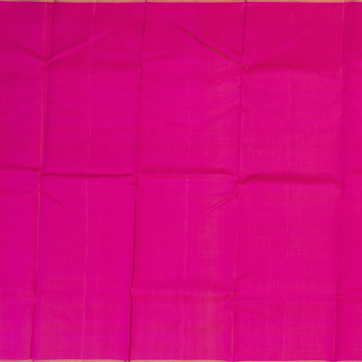 Hot Pink Handloom Kanchipuram Silk Saree With Zari Checks-Hot Pink