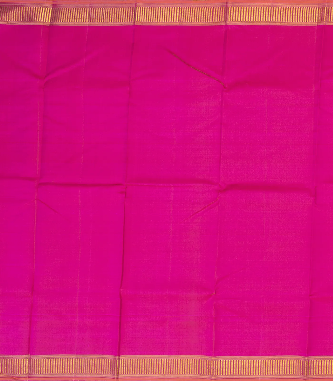 Hot Pink Handloom Kanchipuram Silk Saree With Zari Checks-Hot Pink