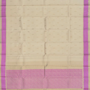 Cream Handloom Kanchipuram Silk Saree With Jumka Motifs-Cream