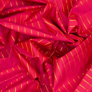 Orange Handloom Kanchipuram Korvai Silk Saree With Stripes & Peacock Motifs in Border-Orange